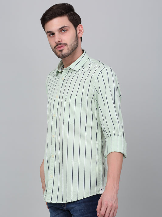 Casual Shirt for Men | Breathable & Soft with Color Fastness Regular Fit Spread Collar Neck Cotton Fabric Striped Pattern