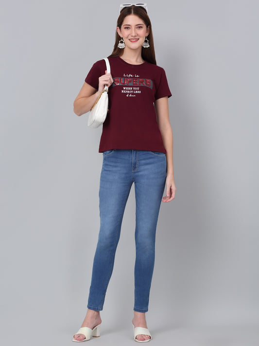 Women's Casual Skinny Fit Light mercerised Blue Heavy Fade Mid rise Jeans