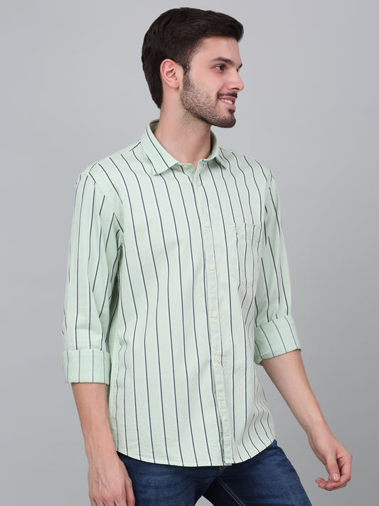 Casual Shirt for Men | Breathable & Soft with Color Fastness Regular Fit Spread Collar Neck Cotton Fabric Striped Pattern