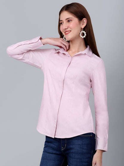 Women's Pink Striped Formal Shirt