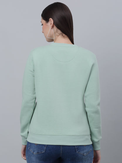 Women's Casual  MintGreen Regular Full Sleeve Pullover Sweatshirt