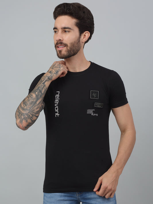 T-Shirt for Men | Breathable & Soft with Color Fastness Regular Fit Round Neck Poly Cotton Fabric Printed Pattern