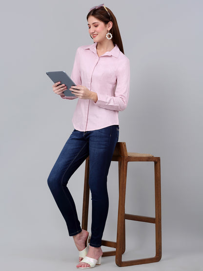 Women's Pink Striped Formal Shirt