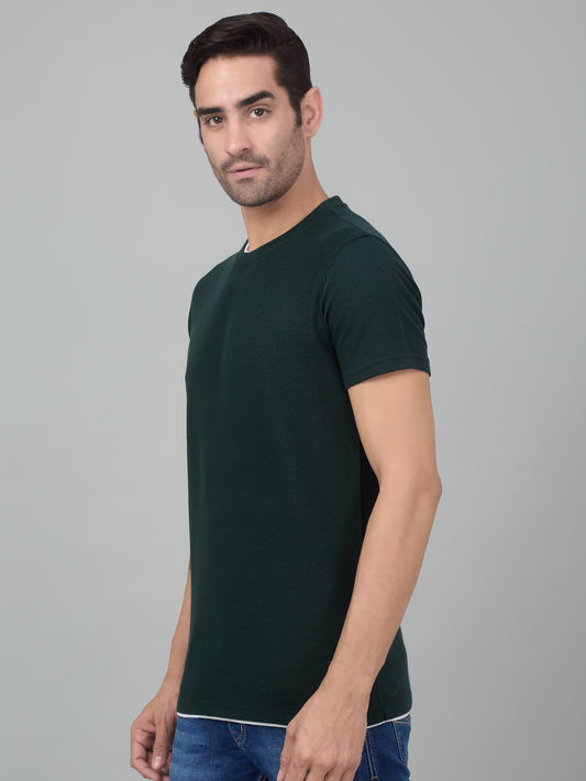 T-Shirt for Men | Breathable & Soft with Color Fastness Regular Fit Round Neck Poly Cotton Fabric Solid Pattern