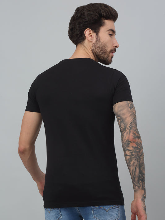 T-Shirt for Men | Breathable & Soft with Color Fastness Regular Fit Round Neck Poly Cotton Fabric Printed Pattern