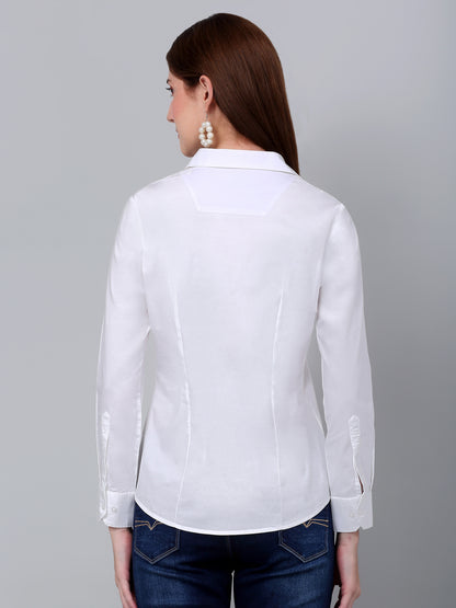 Women's White Solid Formal Shirt