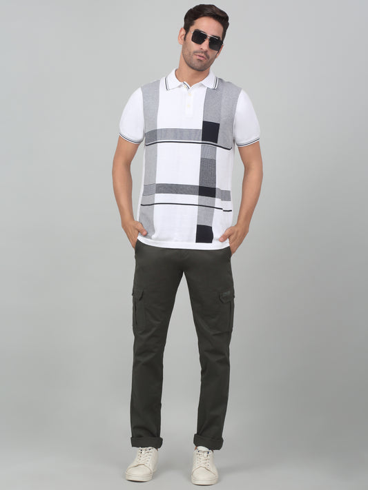 Men's Olive Green Solid Stretchable Cargo