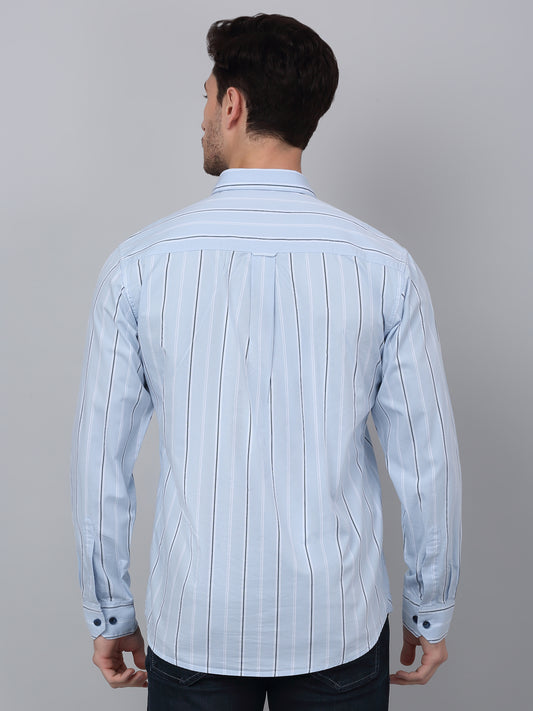 Casual Shirt for Men | Breathable & Soft with Color Fastness Regular Fit Spread Collar Neck Cotton Fabric Striped Pattern