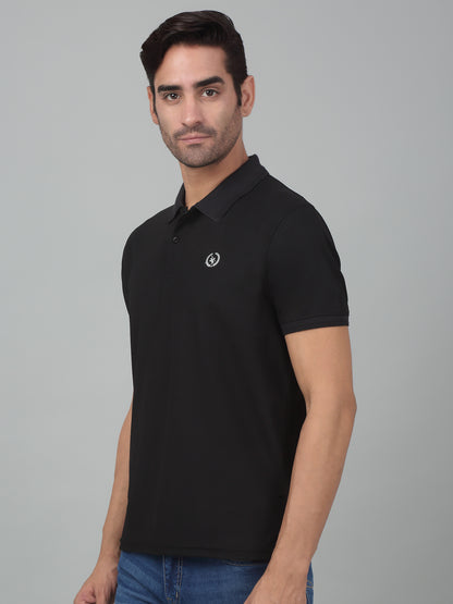 Men's Black  Polo neck Half Sleeve T-Shirt