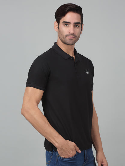 Men's Black  Polo neck Half Sleeve T-Shirt