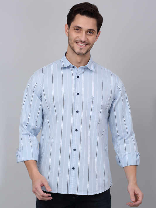 Casual Shirt for Men | Breathable & Soft with Color Fastness Regular Fit Spread Collar Neck Cotton Fabric Striped Pattern