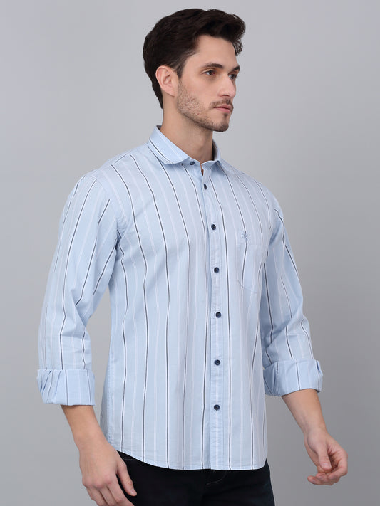 Casual Shirt for Men | Breathable & Soft with Color Fastness Regular Fit Spread Collar Neck Cotton Fabric Striped Pattern