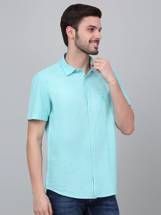 Men's Blue Striped Half Sleeve Casual Shirt