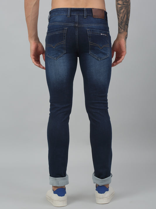 Denim Jeans for Men l Breathable & Soft with Color Fastness Ultra Narrow Fit Cotton Fabric Solid Pattern Button Closure
