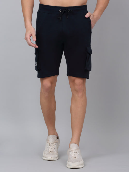 Men's Navy Blue Solid Bermuda