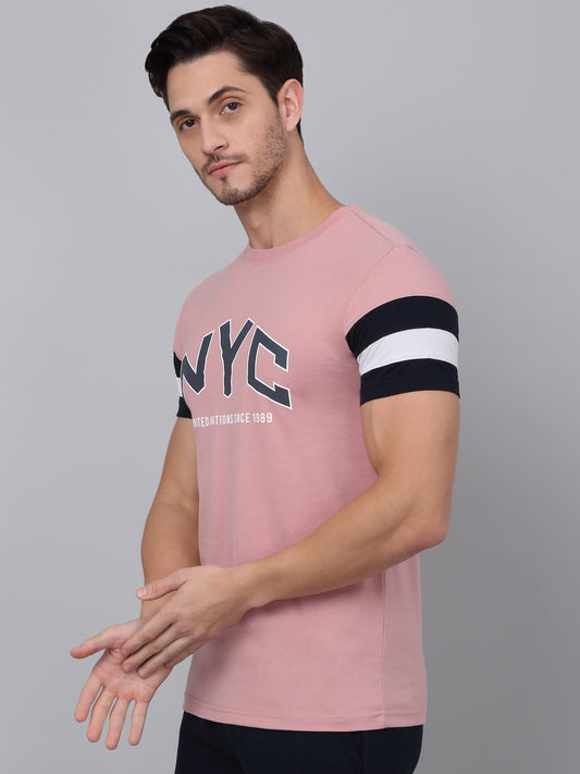 T-Shirt for Men | Breathable & Soft with Color Fastness Regular Fit Round Neck Poly Cotton Fabric Printed Pattern