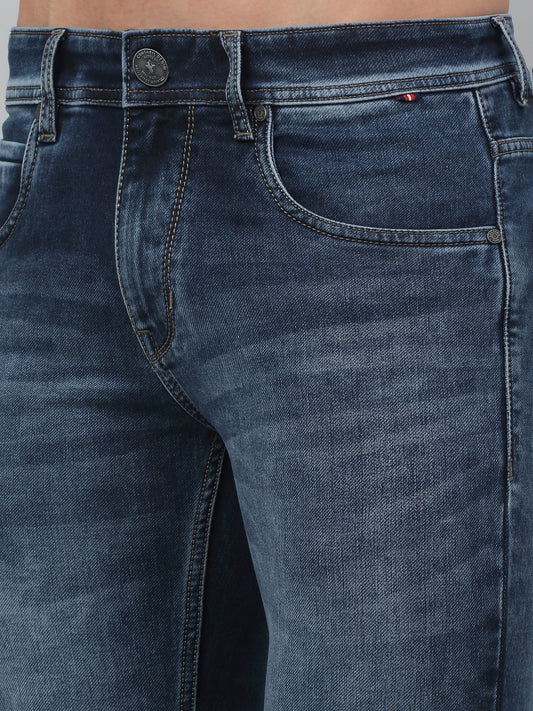 Denim Jeans for Men l Breathable & Soft with Color Fastness Ultra Narrow Fit Cotton Fabric Solid Pattern Button Closure