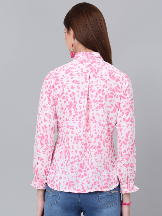 Women's Pink Printed Casual Top