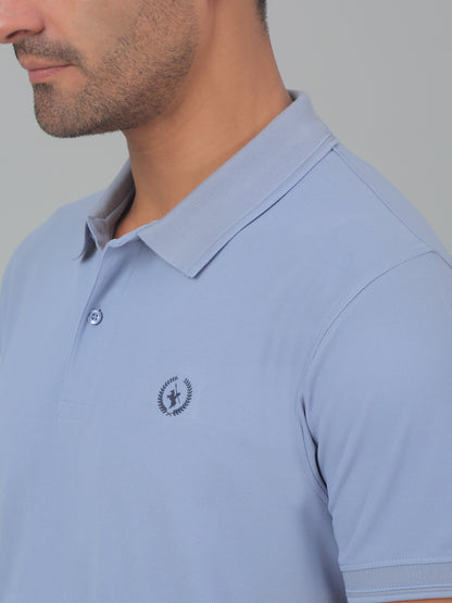 Men's Blue  Polo neck Half Sleeve T-Shirt