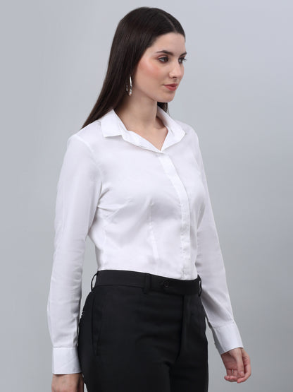 Women's Formal Slim Fit White Regular Full Sleeve  Shirt