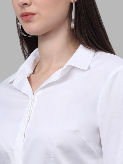 Women's Formal Slim Fit White Regular Full Sleeve  Shirt