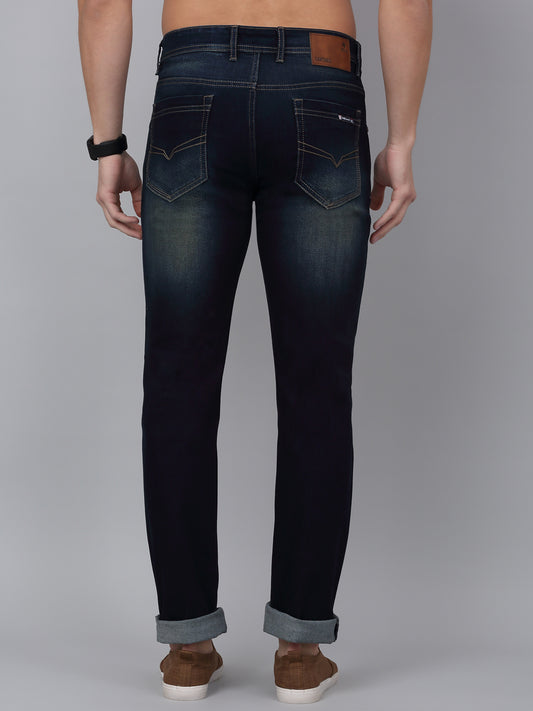 Denim Jeans for Men l Breathable & Soft with Color Fastness Ultra Narrow Fit Cotton Fabric Solid Pattern Button Closure