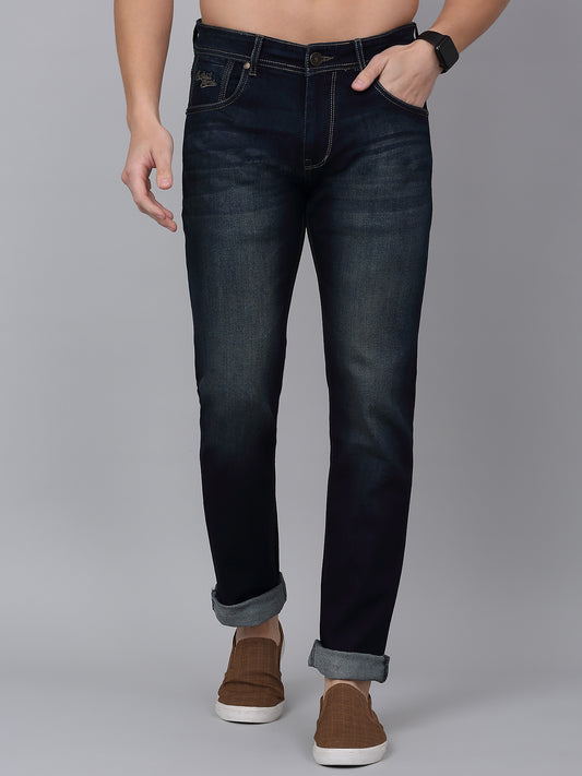 Denim Jeans for Men l Breathable & Soft with Color Fastness Ultra Narrow Fit Cotton Fabric Solid Pattern Button Closure