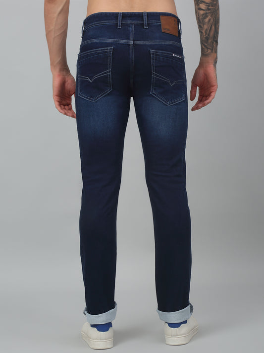 Denim Jeans for Men l Breathable & Soft with Color Fastness Ultra Narrow Fit Cotton Fabric Solid Pattern Button Closure