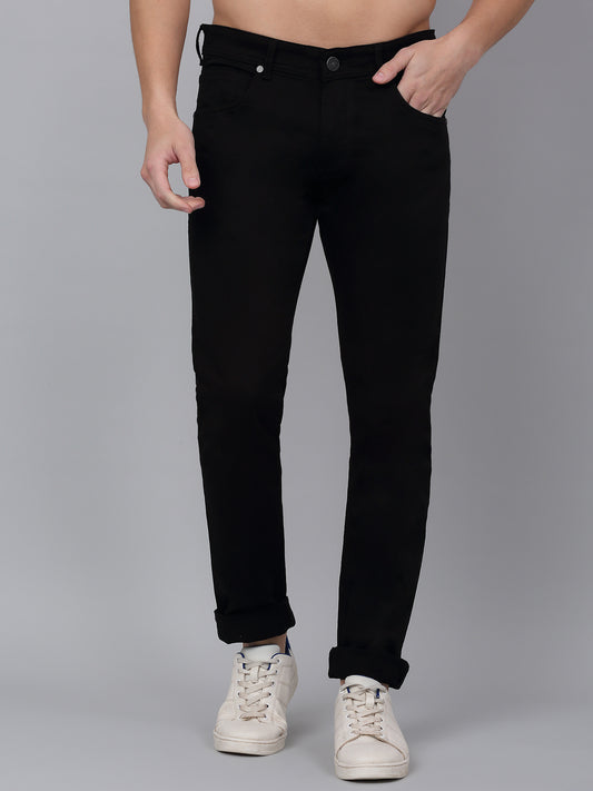Denim Jeans for Men l Breathable & Soft with Color Fastness Ultra Narrow Fit Cotton Fabric Solid Pattern Button Closure