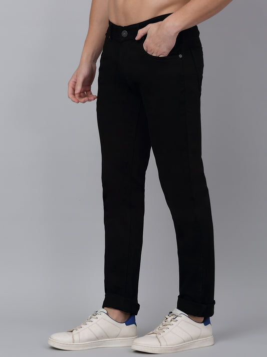 Denim Jeans for Men l Breathable & Soft with Color Fastness Ultra Narrow Fit Cotton Fabric Solid Pattern Button Closure