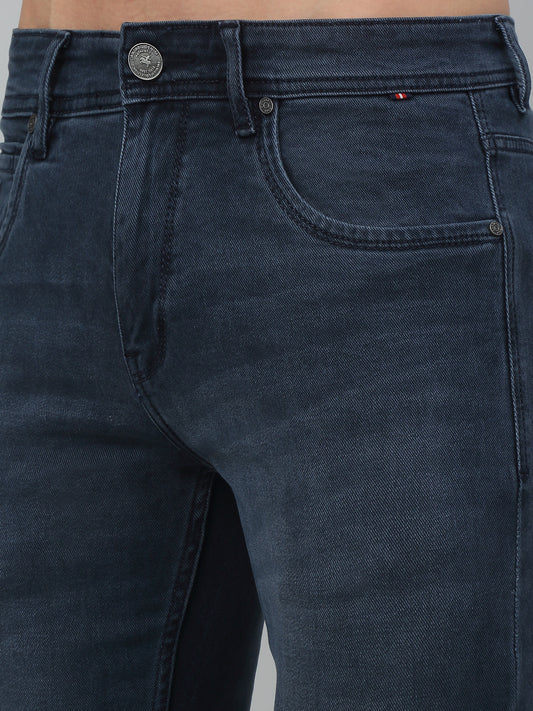 Denim Jeans for Men l Breathable & Soft with Color Fastness Ultra Narrow Fit Cotton Fabric Solid Pattern Button Closure