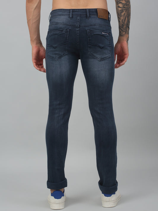 Denim Jeans for Men l Breathable & Soft with Color Fastness Ultra Narrow Fit Cotton Fabric Solid Pattern Button Closure