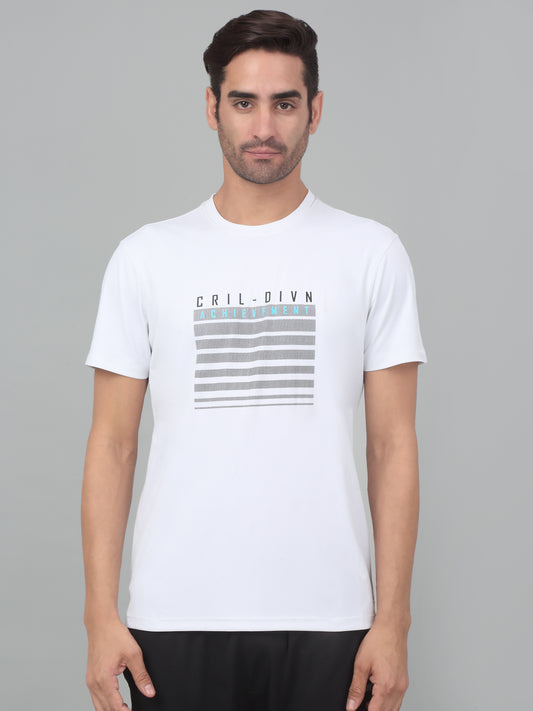 T-Shirt for Men | Breathable & Soft with Color Fastness Regular Fit Round Neck Polyester Fabric Printed Pattern