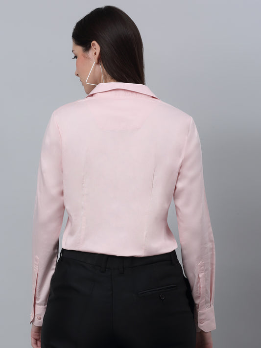 Women's Formal Slim Fit Baby Pink Regular Full Sleeve  Shirt