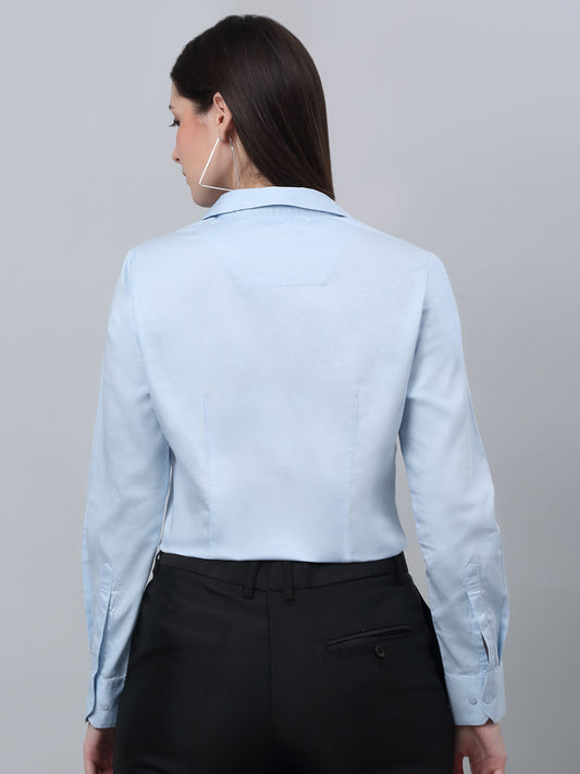 Women's Formal Slim Fit Sky Blue Regular Full Sleeve  Shirt