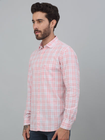 Men's Pink Casual Medium Checks Full Sleeve Shirt