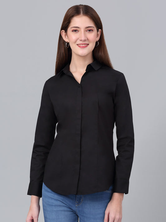 Women's Black Solid Formal Shirt