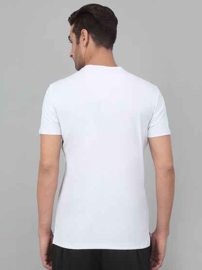 Men's White  Round neck Half Sleeve T-Shirt with Graphic Print