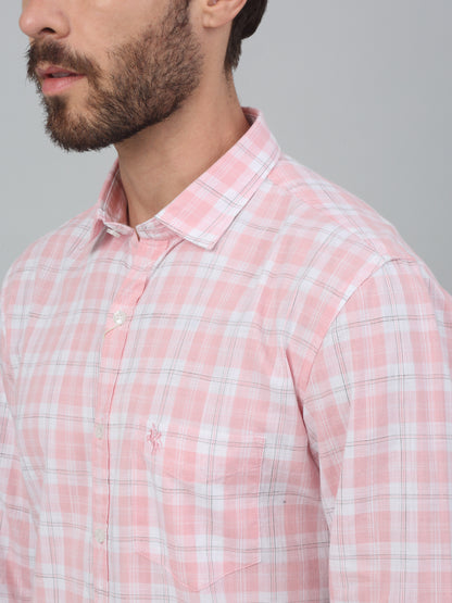 Men's Pink Casual Medium Checks Full Sleeve Shirt