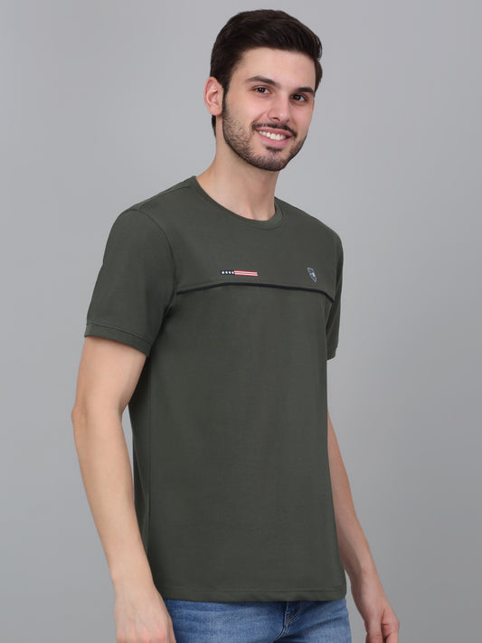 T-Shirt for Men | Breathable & Soft with Color Fastness Regular Fit Round Neck Poly Cotton Fabric Solid Pattern
