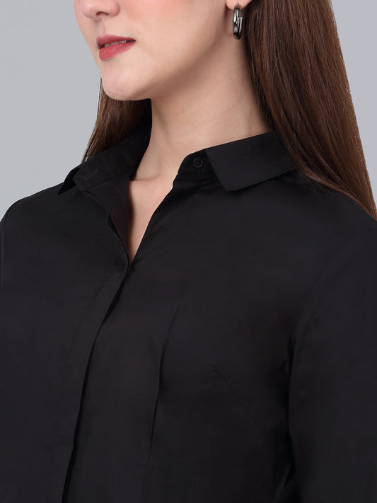 Women's Black Solid Formal Shirt