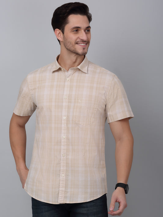 Casual Shirt for Men | Breathable & Soft with Color Fastness Regular Fit Spread Collar Neck Cotton Fabric Checkered Pattern