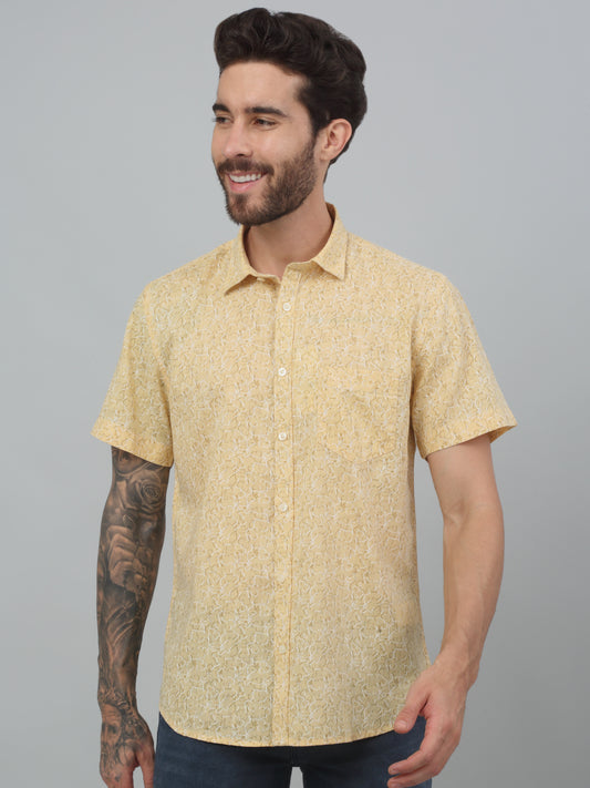 Casual Shirt for Men | Breathable & Soft with Color Fastness Regular Fit Spread Collar Neck Cotton Fabric Printed Pattern