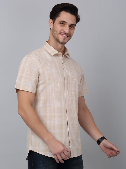 Casual Shirt for Men | Breathable & Soft with Color Fastness Regular Fit Spread Collar Neck Cotton Fabric Checkered Pattern