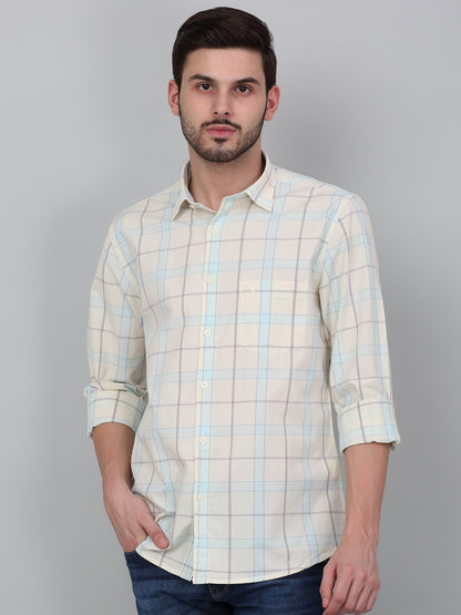 Casual Shirt for Men | Breathable & Soft with Color Fastness Regular Fit Spread Collar Neck Cotton Fabric Checkered Pattern