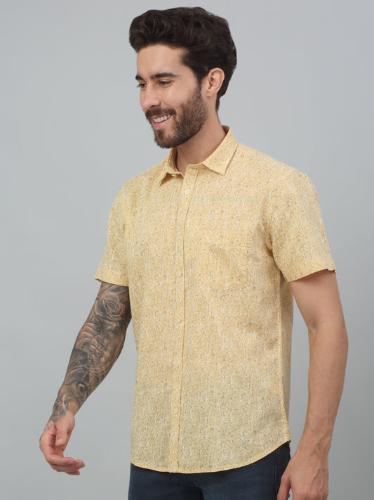 Casual Shirt for Men | Breathable & Soft with Color Fastness Regular Fit Spread Collar Neck Cotton Fabric Printed Pattern