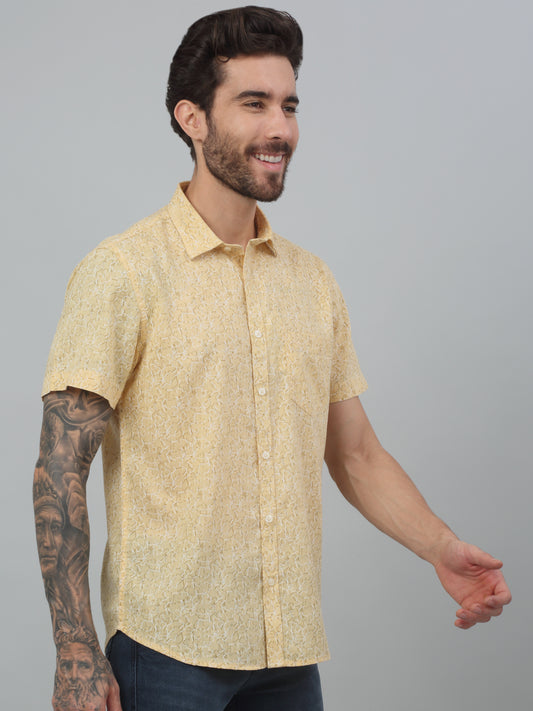 Casual Shirt for Men | Breathable & Soft with Color Fastness Regular Fit Spread Collar Neck Cotton Fabric Printed Pattern