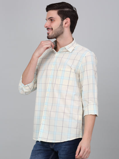 Casual Shirt for Men | Breathable & Soft with Color Fastness Regular Fit Spread Collar Neck Cotton Fabric Checkered Pattern