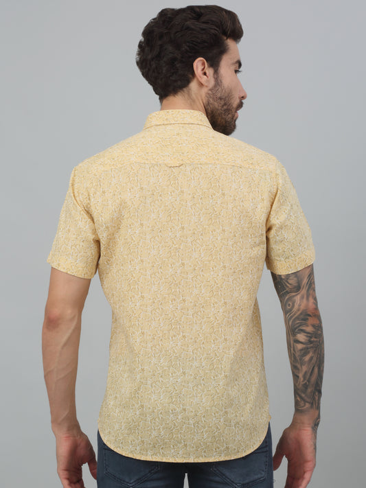 Casual Shirt for Men | Breathable & Soft with Color Fastness Regular Fit Spread Collar Neck Cotton Fabric Printed Pattern
