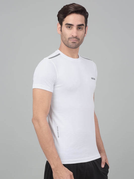 T-Shirt for Men | Breathable & Soft with Color Fastness Regular Fit Round Neck Polyester Fabric Solid Pattern